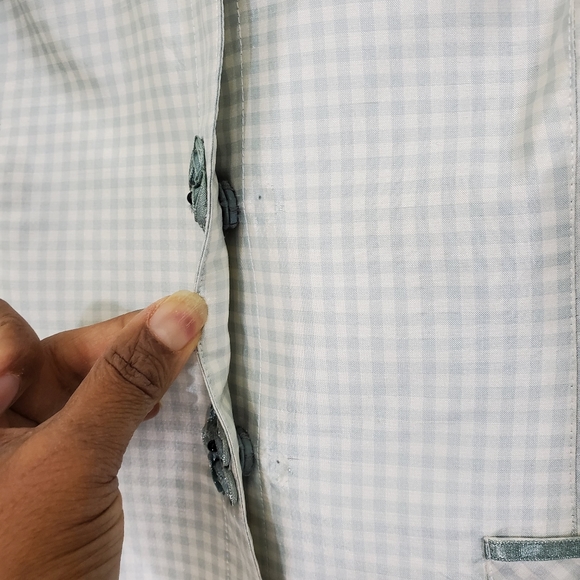 Noviello-Bloom Green/White Checked 100% Silk Vintage Jacket, Size 10. - Picture 6 of 16